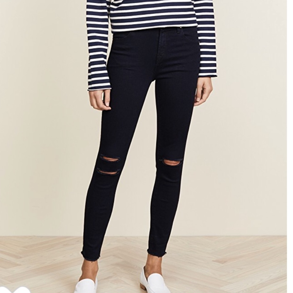 J brand cropped hole skinny blue mercury jean 25